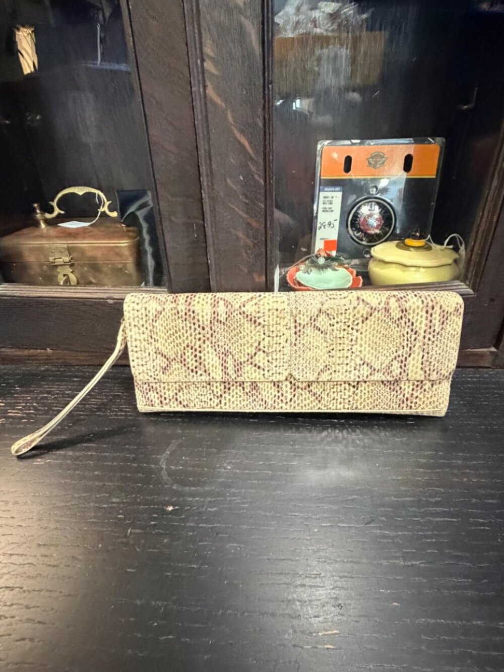 Alfani Snakeskin Print Leather Clutch Wristlet